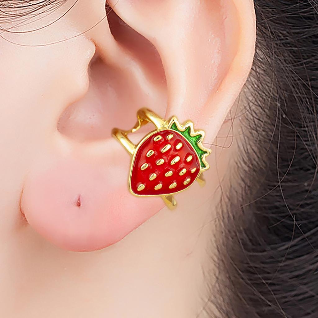 Nidin New Trendy Enamel Drip Oil Strawberry/Cherry/Watermelon/Apple Shape Ear Clip Earrings No Piercings For Women Girls Jewelry