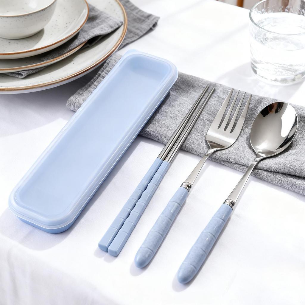 Tableware Set Portable Cutlery Set Dinnerware Set 3Pcs Stainless Steel Knife Fork Spoon Travel Flatware Sets With Box