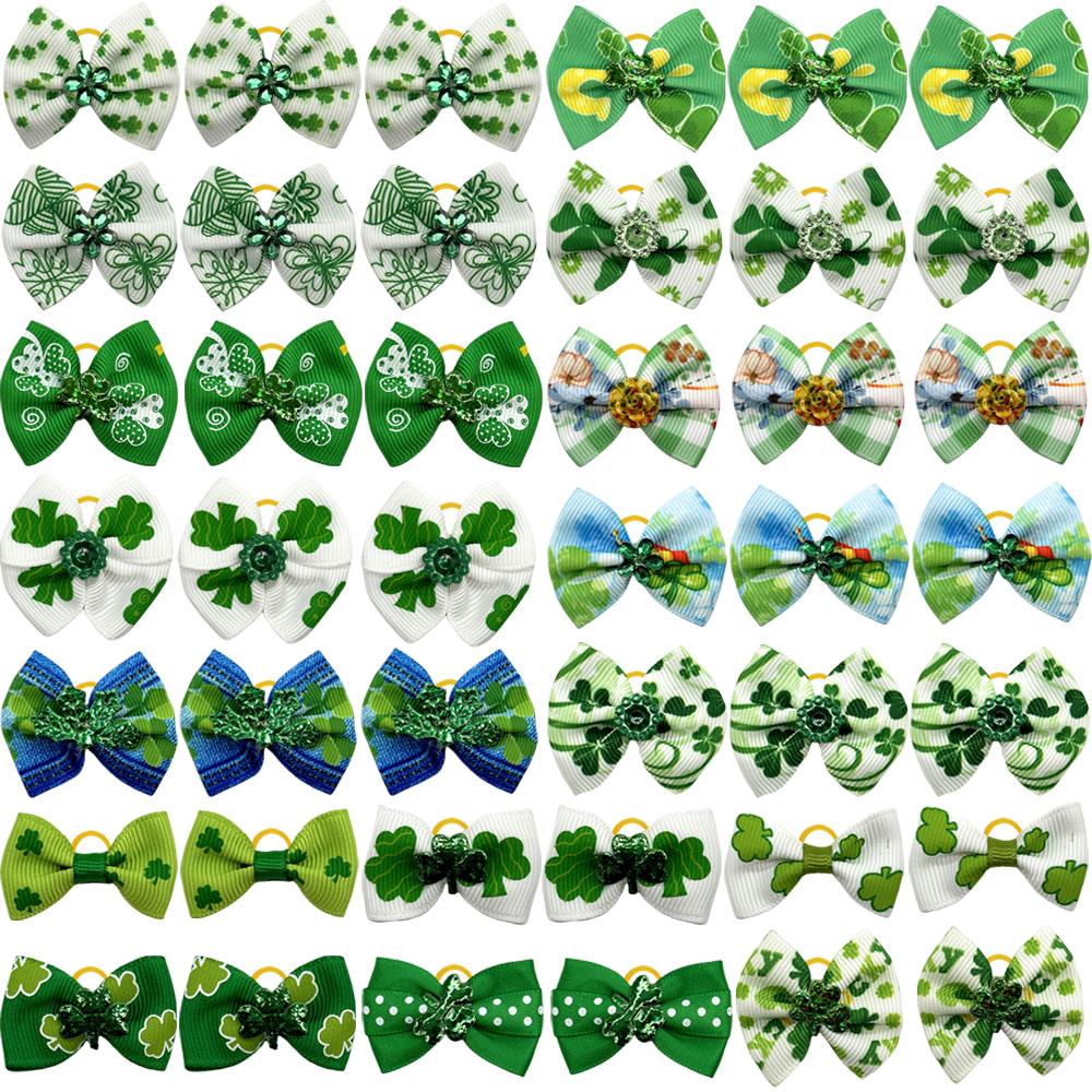 50/100Pcs ST Patrick s day Dog Hair Bows Puppy Bows Pet Grooming Accessories For Small Dogs Wholesale Pet Supplies Dog Bowknot 50pcs