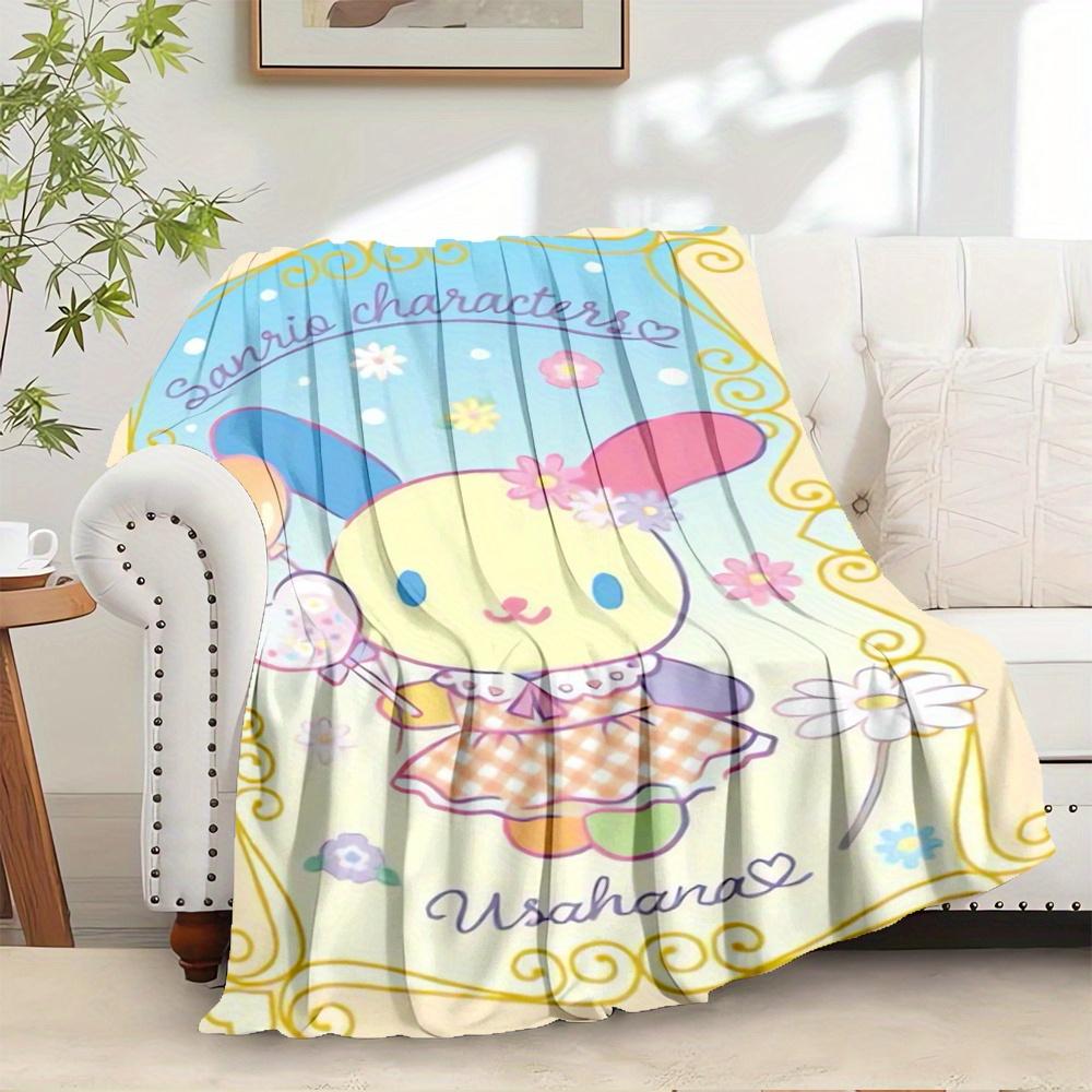 

1pc Flannel Sanrio, Characters, UsahanaThrow Blanket, Cartoon Truck Pattern Printed Blanket, Warm Cozy Soft Blanket For Couch Bed Sofa Car O 130x150cm