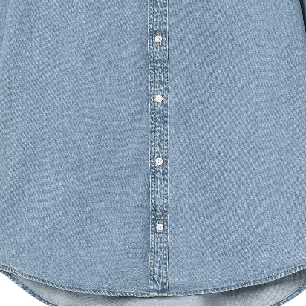 Carhartt WIP SS25 S/S Lucas Shirt Loose Fit Logo Embroidered Single-Breasted Denim Short Sleeve Shirt Men shirts I034575-01-35