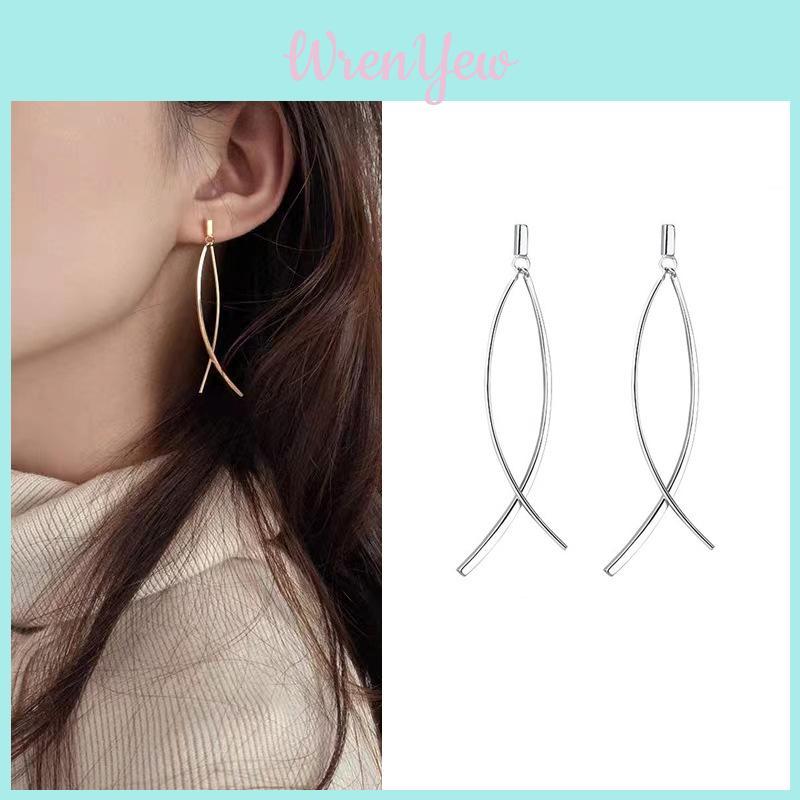 Stylish Crossed Line Earrings Japanese Ol Style Sweet And Charming Personalized