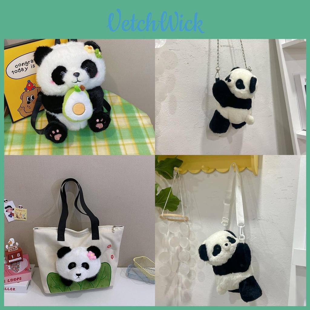 Panda Fur Tote Bag With Zipper Closure Casual Cute Accessory For Daily Outings