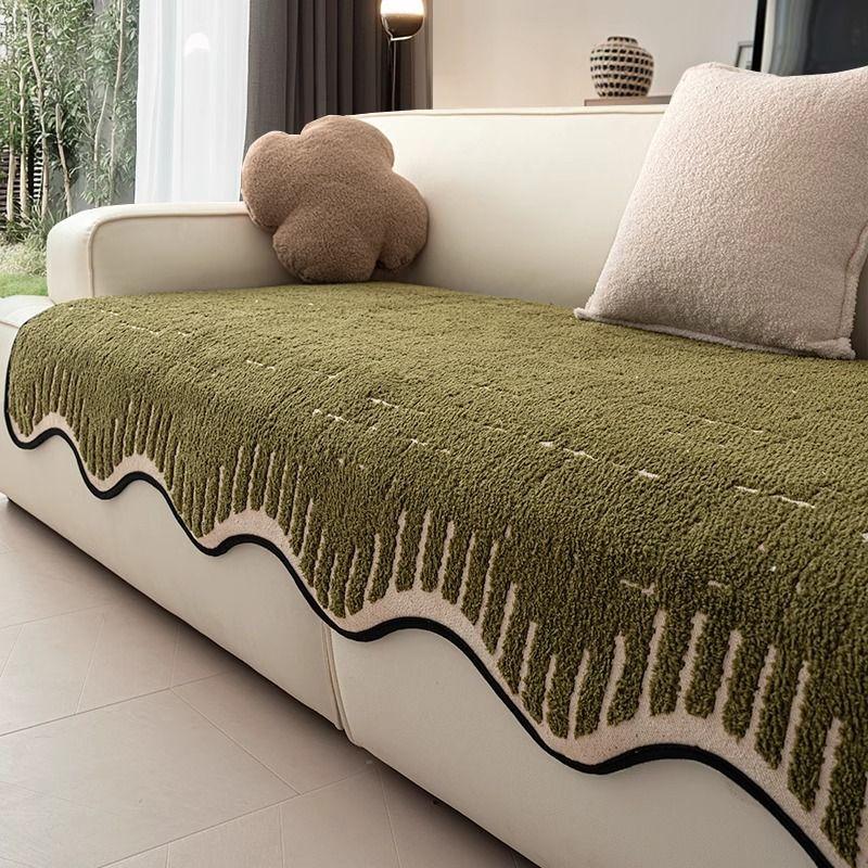 

Чехол для дивана из шенилла с волнистым краем, роскошный защитный чехол для подушки T-Cushion, универсальный, подходит для кресел и секционных диванов, накидка на мебель для домашнего и офисного декора 90*120CM