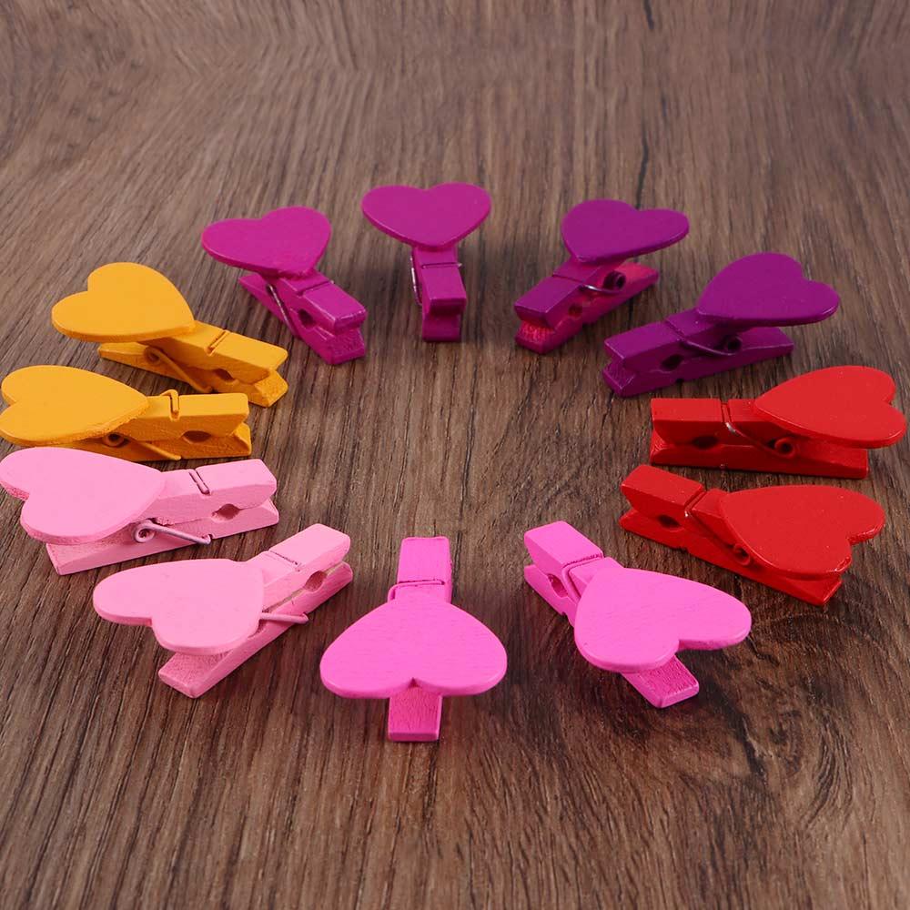 Fashion Amusing Heart Love Wooden Photo Paper Peg Pin Clothespin Craft Clips