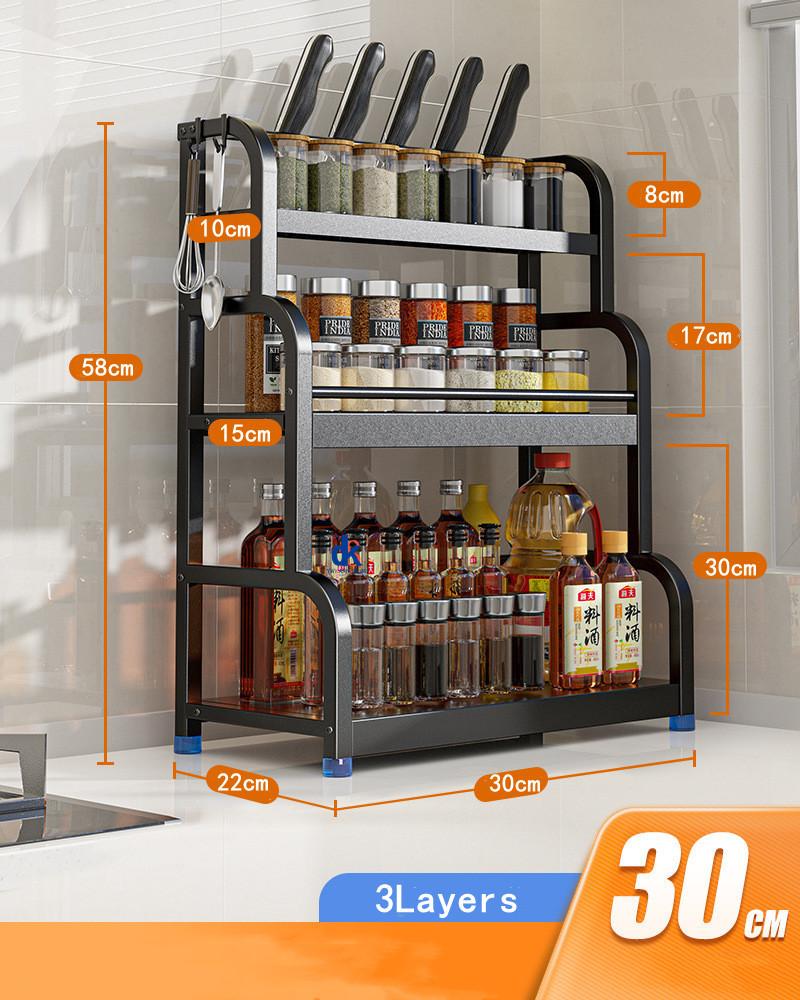 2Layers 3Layers Stainless Steel Kitchen Storage Rack Seasoning Chopsticks Shelf Organizer Knife Jar Household Accessories