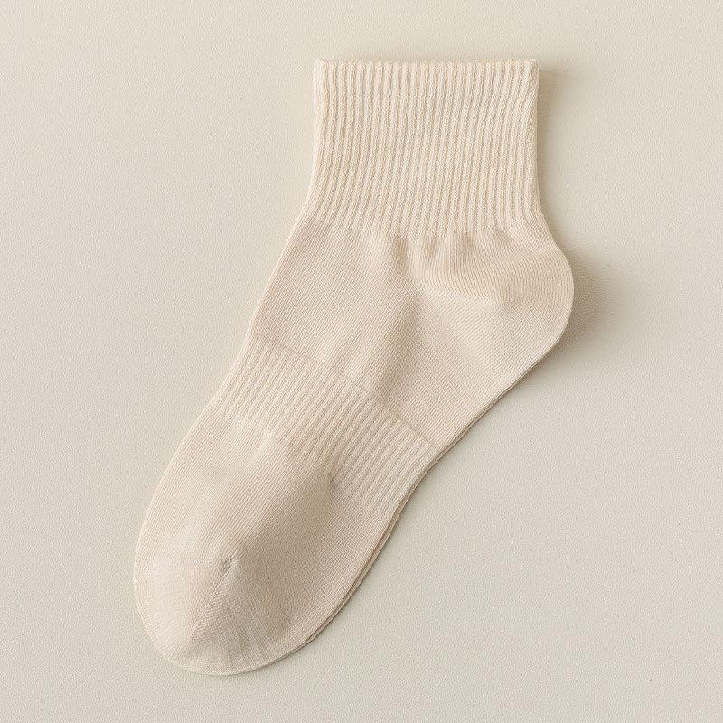 Women's Mid-calf Socks, Boneless Sports Solid Color Cotton Socks, Autumn and Winter Short Socks, Versatile Spring and Summer Socks