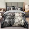 3Pcs Cat Animal Duvet Cover Set 3D Cute Pet Cat Hd Printing Bedding For Home Dorm