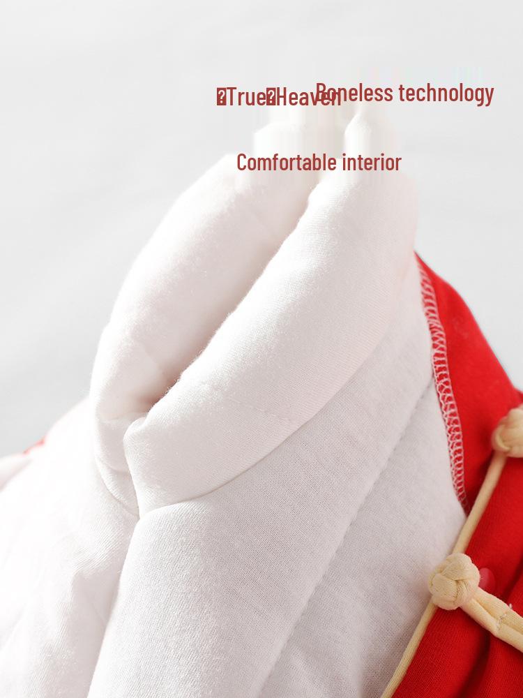 Chinese New Year Winter Onesie - Padded Newborn Outfit for Girls & Boys, Autumn/Winter Style, Thickened for Warmth