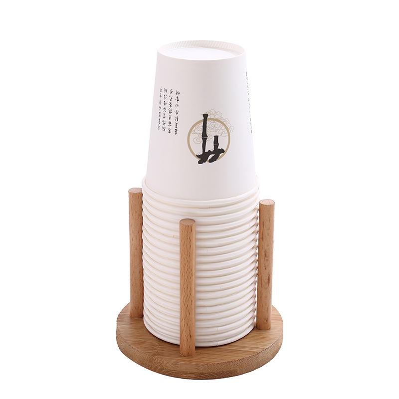 Bamboo Wooden Cup Storage Rack Creative Round DIY Household Cup Holder For Disposable Paper Cup Counter Desktop Storage Rack