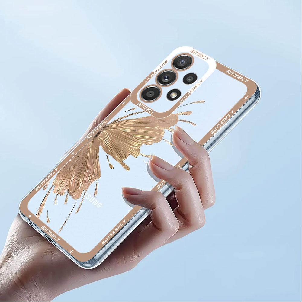 Cases Case for Samsung Galaxy A34 A54 A14 4G A25 A33 A23 A13 A15 A24 A73 5G Cover Beautiful Butterfly Art Transparent Soft