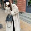Suit Collar Long Coat Autumn and Winter Imitation Rabbit Fur Thickened Warm Temperament Fur Coat