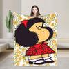 Mafaldas Flowers 80s Blankets  Plush Funny Warm Throw Blankets for Home Restaurant Decoration