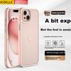 Skin-Like FrostedIPhone 15 Plus Case, Frosted Anti-Drop Anti-Fingerprint Lens Full Protection Soft Edge Case, Cherry Blossom Pink