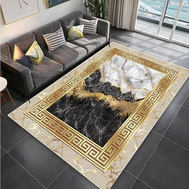 Modern Golden Luxury Carpet for Living Room Abstract Large Size Carpets Non-slip Bedroom Decoration Rug 200x300 Coffee Table Mat