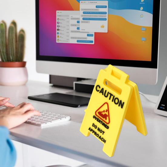 Caution Overstimulated Desk Sign Do Not Approach Office Desk Sign Workspace Cubicle