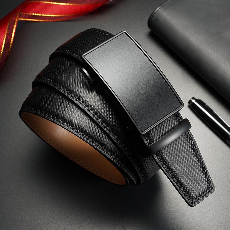Men'S Belt Automatic Buckle Cowhide Leather Belt Business Leisure Middle-Aged And Young People Trendy Pants Belt Men