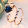 Set di Anelli a Cuore d'Amore in Zircone Nero Blu Cristallo Femminile Moda Vintage Colore Oro Nuziale Matrimonio Fidanzamento Per Donne