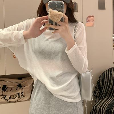 2025 Frühling Sommer Perspektive Sexy rückenfreies ausgeschnittenes langärmeliges T-Shirt für Damen dünner Sonnenschutz Überzieh-T-Shirts süße und würzige weiße Oberteile