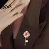 Brooch Pin Three-Dimensional Rose Shape Enamel Drip Technology Bridal Dress