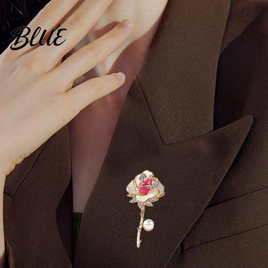 Brooch Pin Three-Dimensional Rose Shape Enamel Drip Technology Bridal Dress