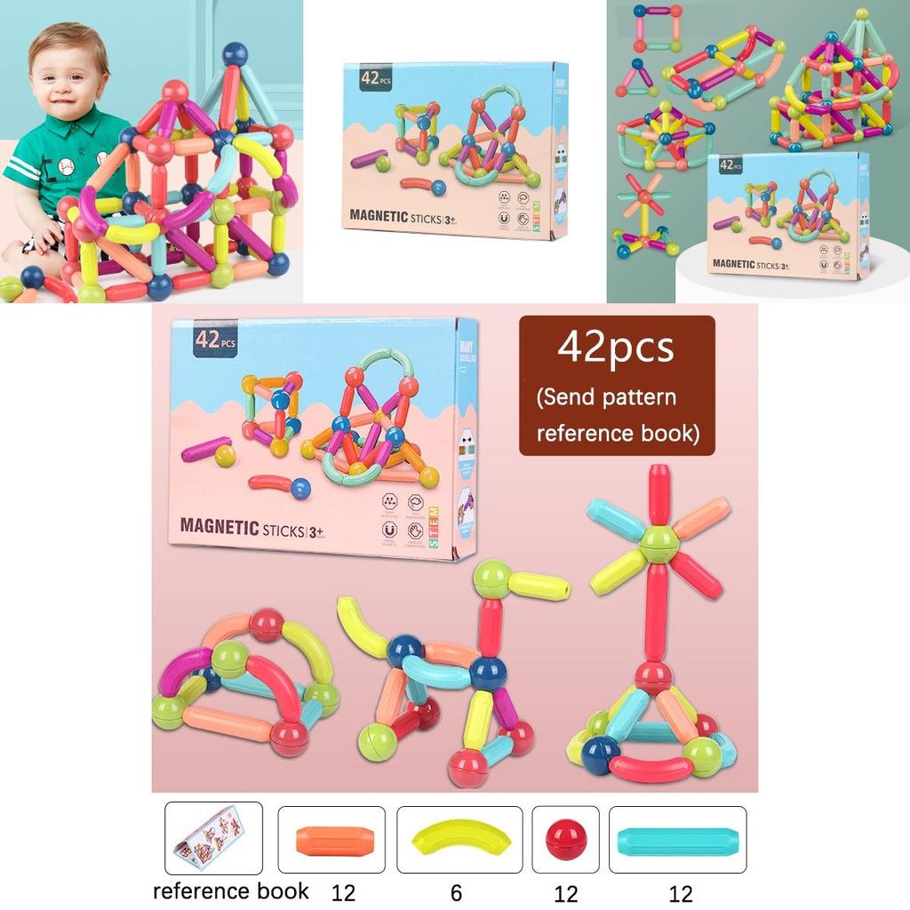 Magnetic Building Blocks Construction Toy Set For Kids 64pcs/12pcs Christmas Gift For Boys And Girls Abs Material Colorful Shapes Logical Thinking