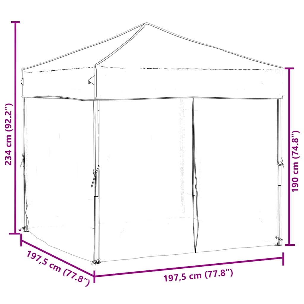 Foldable Party Tent with Side Walls Blue 2x2 M