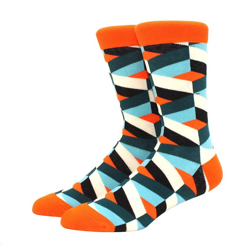 Male Tide Brand Men Cotton Socks Gradient Color Summer Style Long Wedding Sock Men's High Funny Happy Business Socks Man Sox