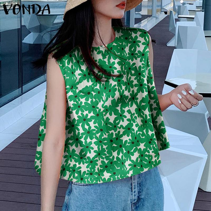 

Летние женские топы без рукавов с цветочным принтом VONDA