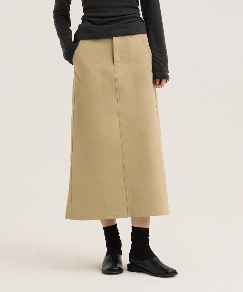 WAARFORWOMAN W1103 Basic Long Skirt_Beige