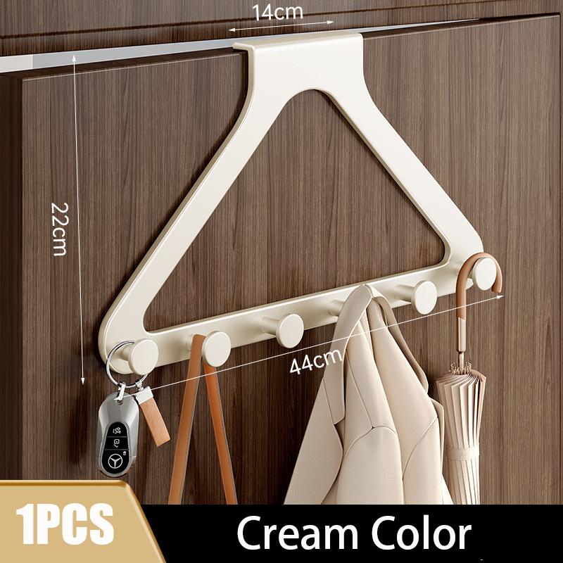 Triangle Over The Door Hooks,Carbon Steel Hanging Organizers Rack with 6 Hooks for Clothes Bags,Door Hanger for Bathroom Kitchen