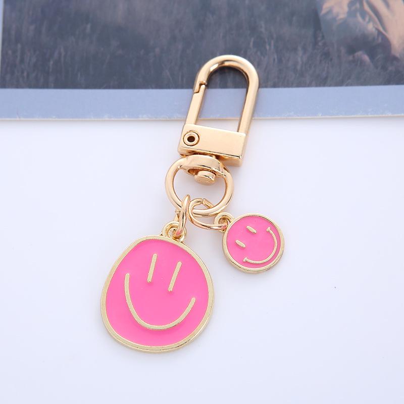 Smiling Face & Heart Enamel Keychain with AirPods Case Holder