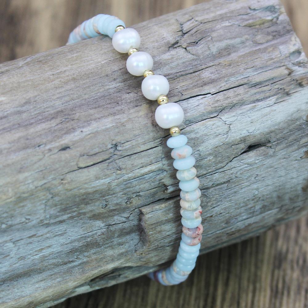 Bracelet à Perles de Pierre pour Femmes Bracelet de Plage Bohème à Perles Bijoux pour Cadeau de Fête d'Anniversaire pour Elle