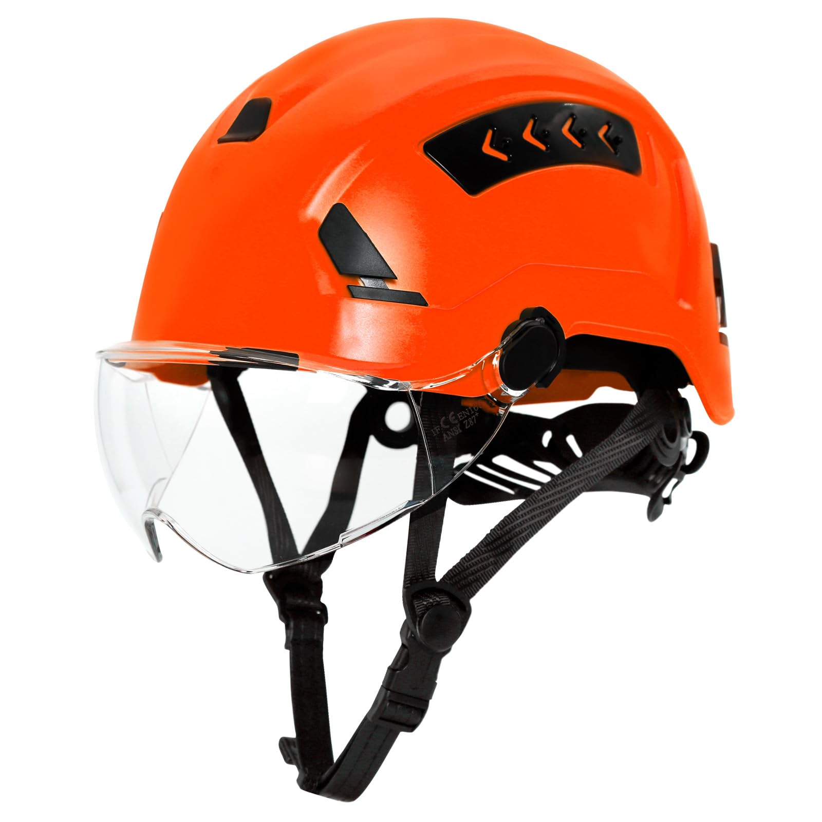 

PerldVerge Construction Safety High with Clear Lifting Impact EN397 for Construction and Site Work Helmet, Visibility, Orange, Visor, 6-Point System,