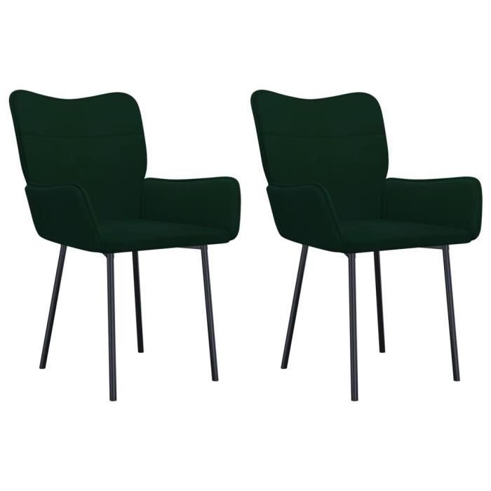 VidaXL Chaises de salle à manger 2 pcs Vert foncé Velours 344822