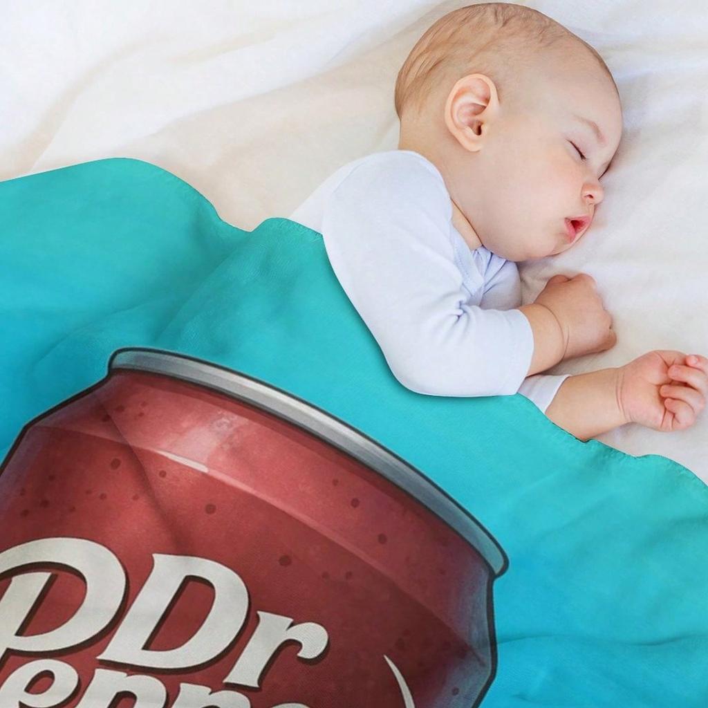 Thermal Flannel Throw Polyester Dr. Pepper Blanket -Soda Can Stuffed - Travel Blanket For Couch, Bed & Car, Perfect Gift For