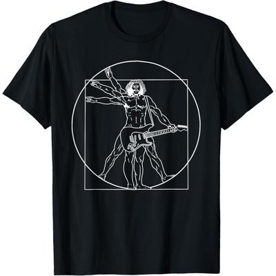 Guitar Shirt Da Vinci Vitruvian Man Guitar Player Musicians T-Shirt