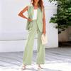 Women's 2-Piece Fashionable Casual Loose Fit Sleeveless Button Front Pantsuit