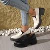 New Women's British Style Platform Loafers - Pointed Toe Slip-On Flats, Chunky Heel Leather Shoes for Spring/Fall