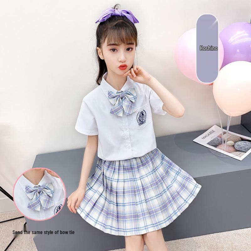 Disfraz de Coro Infantil: Camisa de Manga Corta y Falda de Cuadros de Junio de 2025 para Recital de Poesía y Vestimenta Escénica de Jardín de Infancia