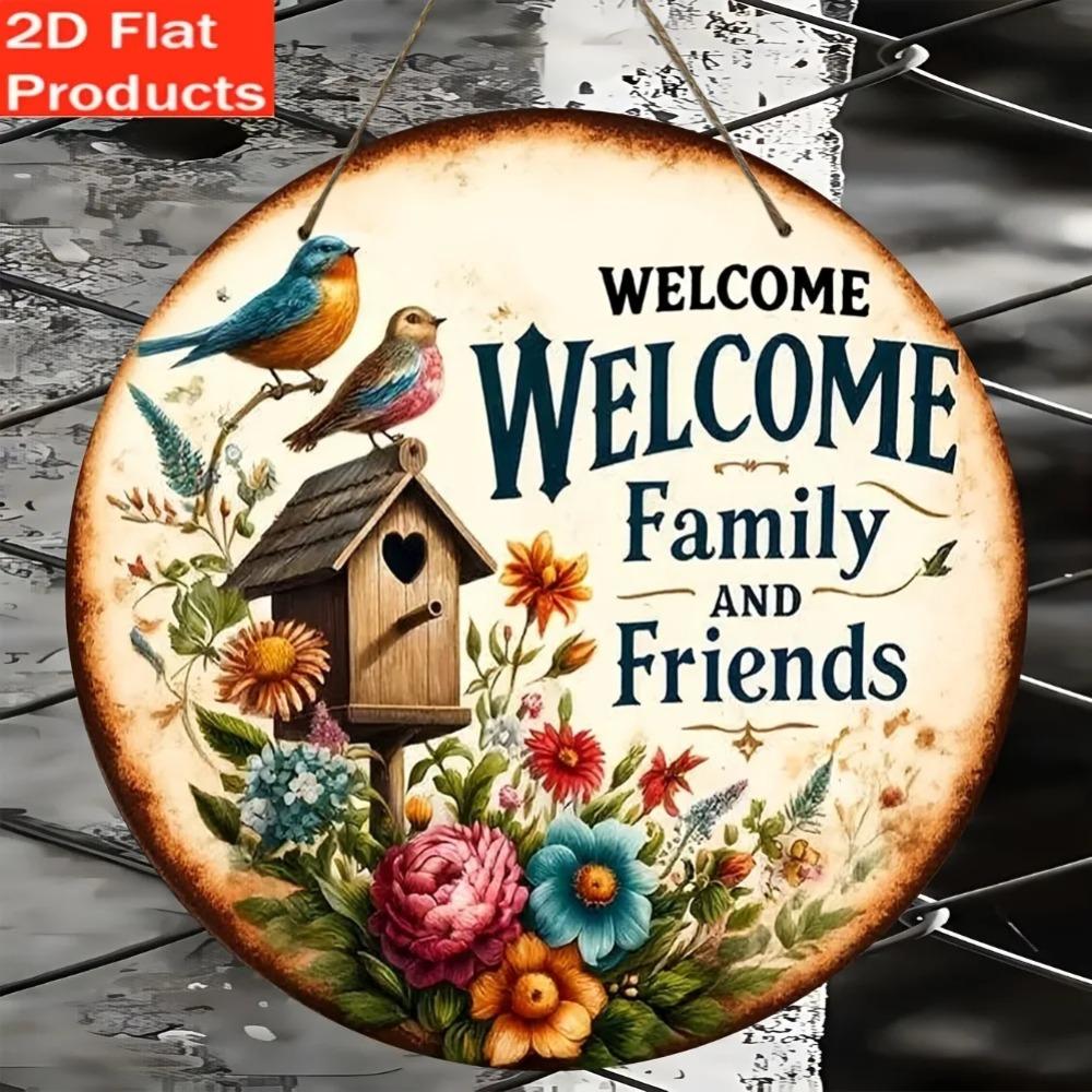 Decorative Welcome Family Friends Flat Plaque OutdoorIndoor for Garden Yard Home Porch Window