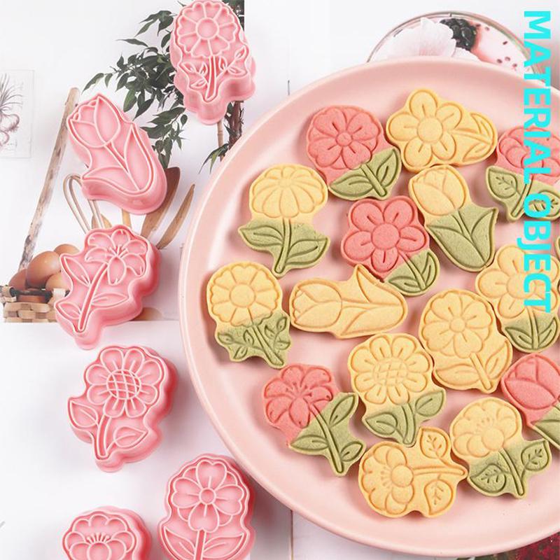 8-teiliges Set Blumenform Ausstechformen Stempel Cartoon Pressbare Keksform Süßwaren Keks Küche Backgebäck Werkzeuge