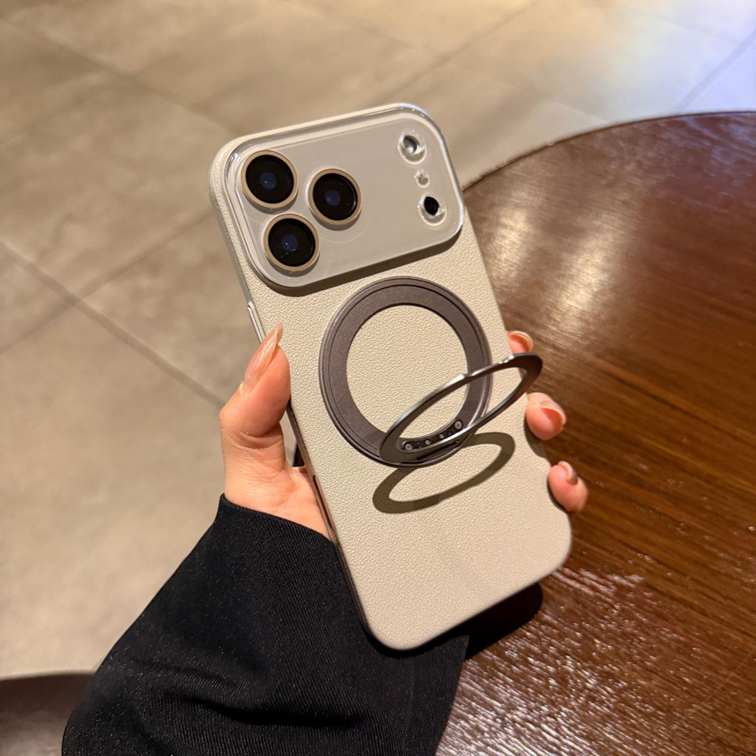 

Lychee Pattern Magnetic 360° Rotating Stand iPhone 17 Case - Drop-proof Full Coverage Protective Case for Apple. iPhone 17