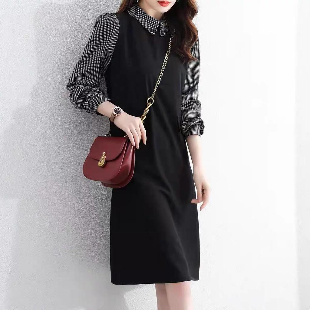 TRENDOUX Long Puff Fashionable Women's Dress, Sleeves, A-Line, Sleeves, Knee-Length, Casual, Spring, Summer, Fall,