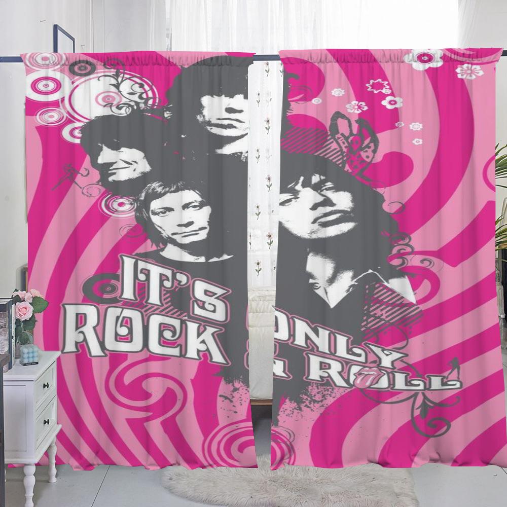 Kjøkkengardiner til stue 2 stk Mørkleggingsgardiner Dørgardin The R-rolling S-stones Skillevegg Soveromsdekorasjon