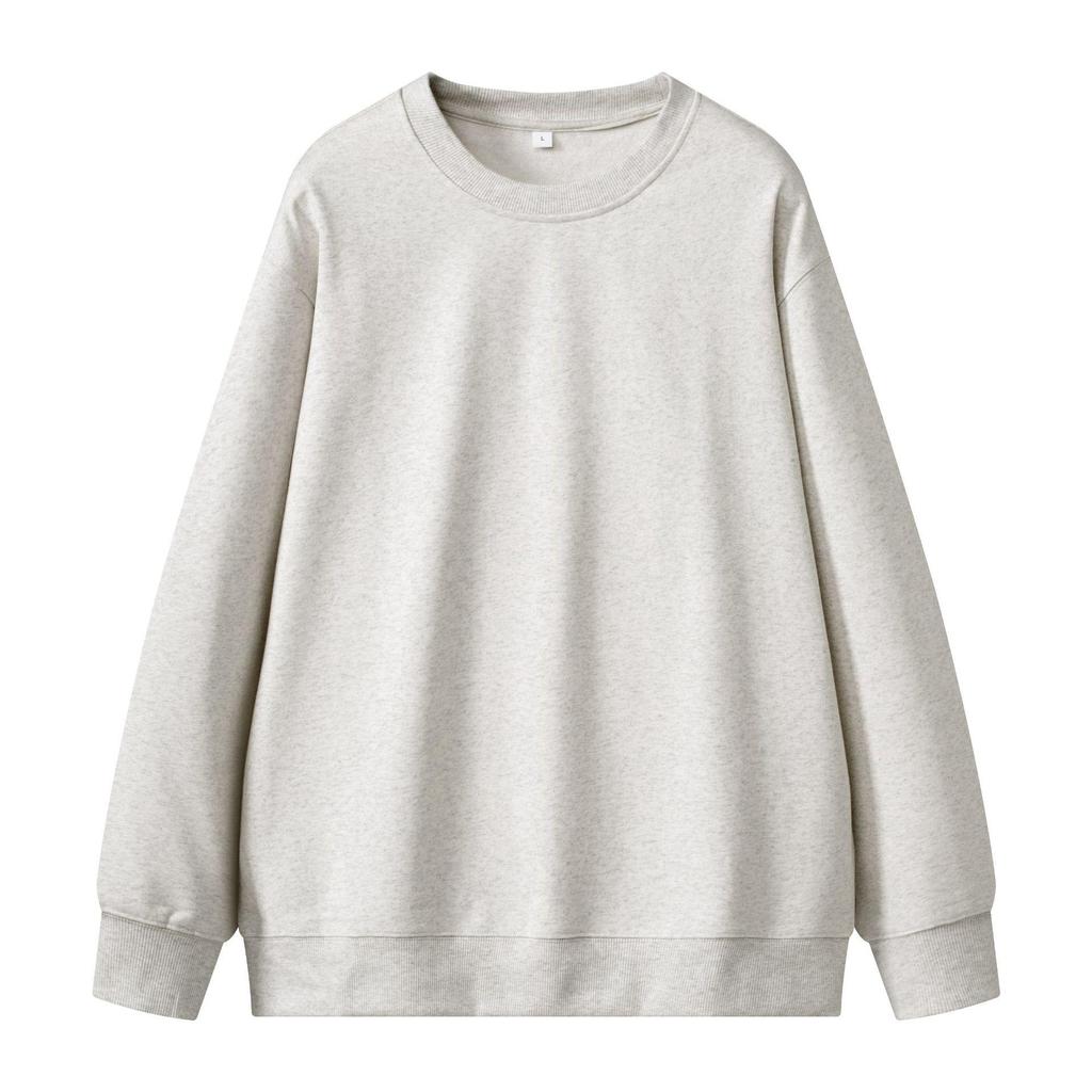 Unisex 430g Heavyweight Round Neck Sweatshirt - Solid Color, Basic Style, High-Quality Cotton Feel