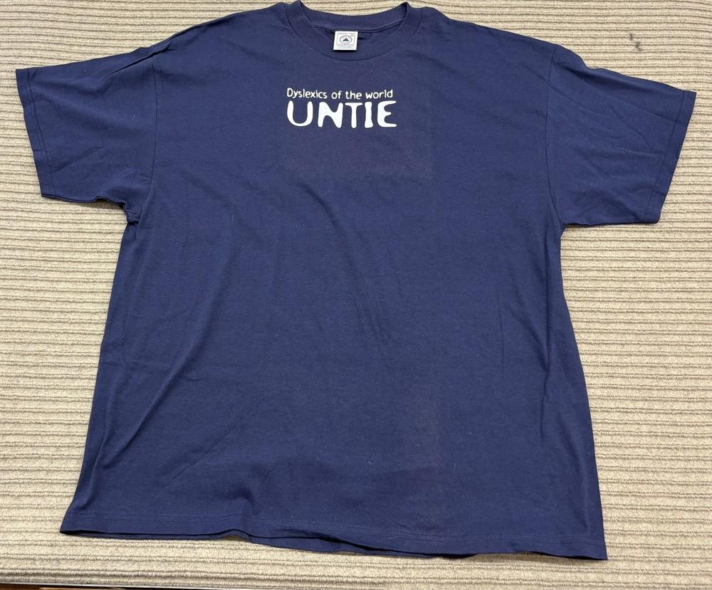 

Dyslexics Of The World UNTIE Shirt Mens 2XL Funny Slogan Graphic T-Shirt Tee Y2K Unisex T-Shirt S