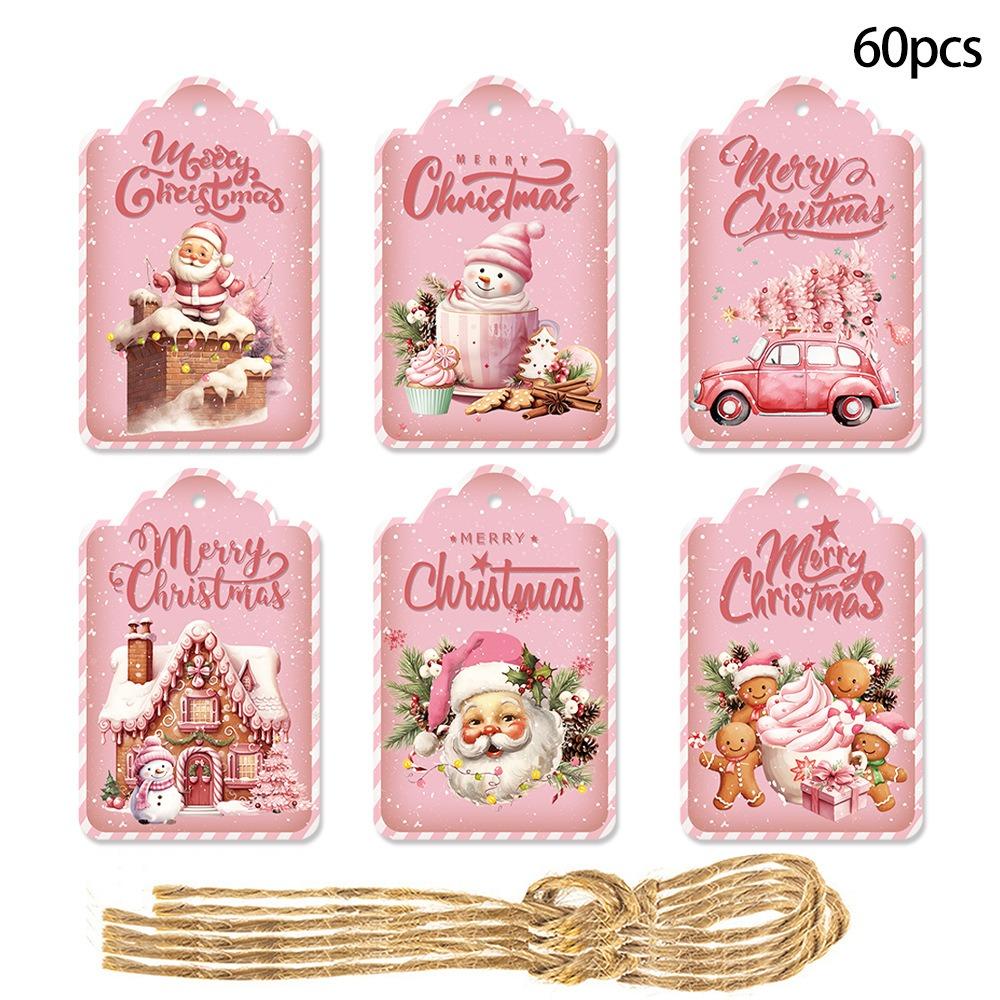 DIY Kraft Tags 60pcs Santa Claus Paper Cards Personalization Merry Christmas Tags  Home Decor
