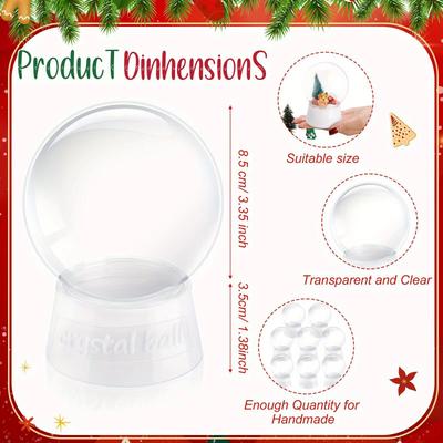 DIY Snow Globe Kit, Clear Plastic Christmas Ornaments, Home Decor, Lightweight White Display Containers for Crafts and Storage
