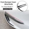 For Tesla Model 3 Model Y 2017-2023 Glossy Black/Carbon Car Front Bumper Fog Light Frame Wind Knife Spoiler Decoration Body Kit